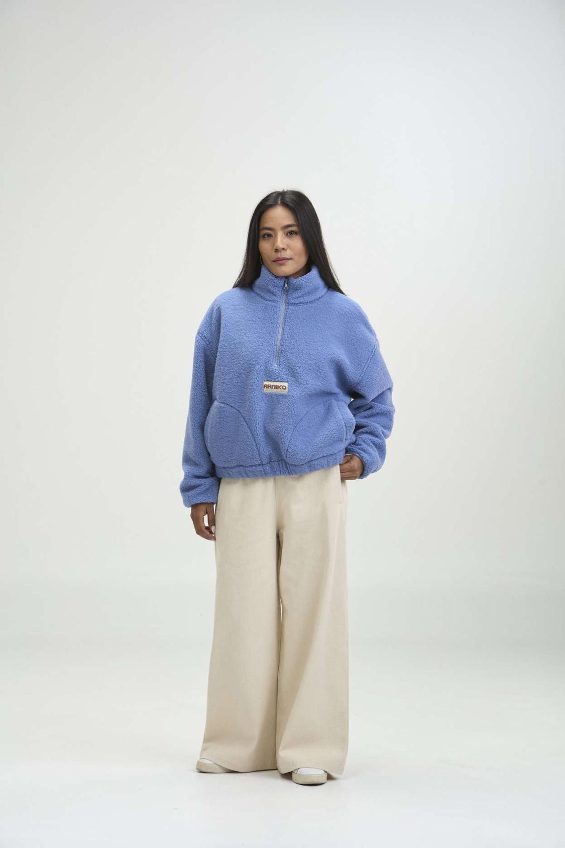 Arniko Moha Half Zip Fleecejacke Ice Blue Unisex Recycelt blau